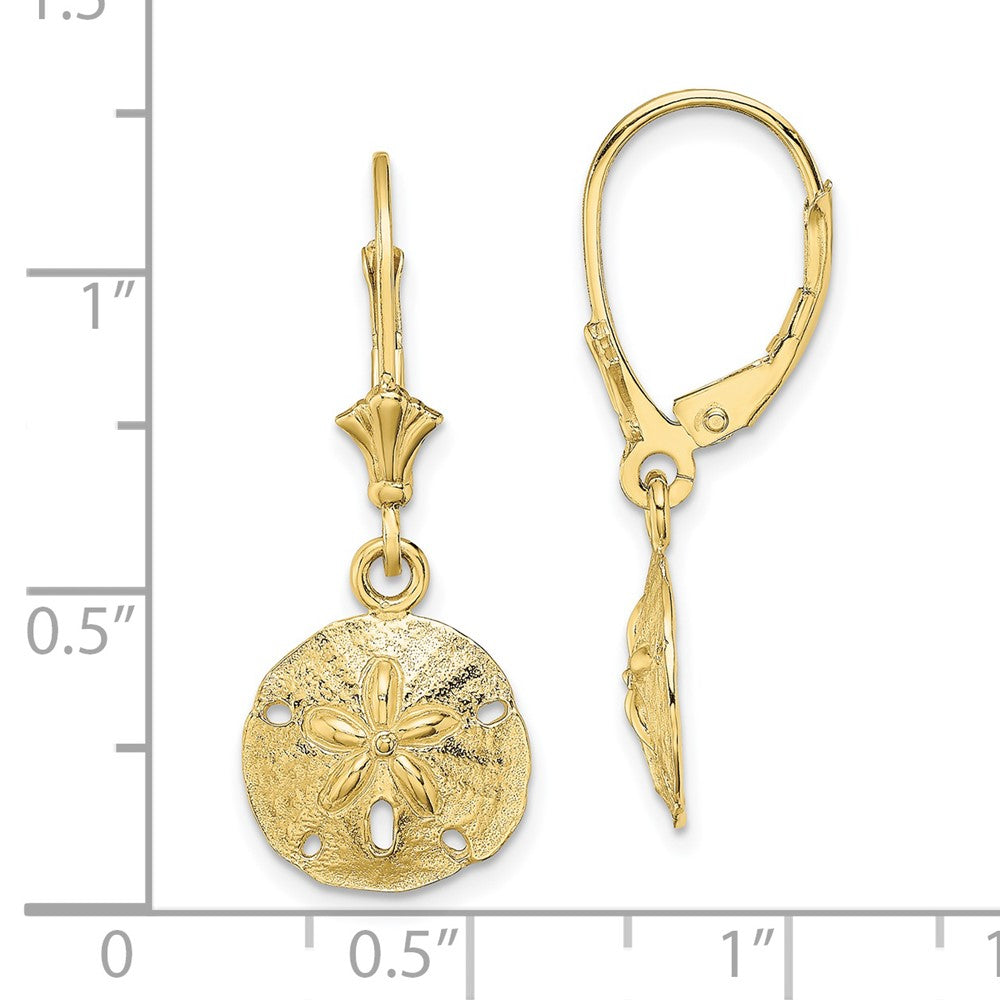 FJC Finejewelers 10 kt Yellow Gold Dangle Polished Sand Dollar Leverback Earrings 29 mm x 11 mm