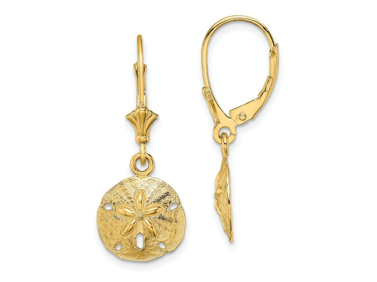 FJC Finejewelers 10 kt Yellow Gold Dangle Polished Sand Dollar Leverback Earrings 29 mm x 11 mm