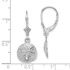 FJC Finejewelers 10 kt White Gold Drop and Dangle Polished Sand Dollar Leverback Earrings 29.25 mm x 11.6 mm