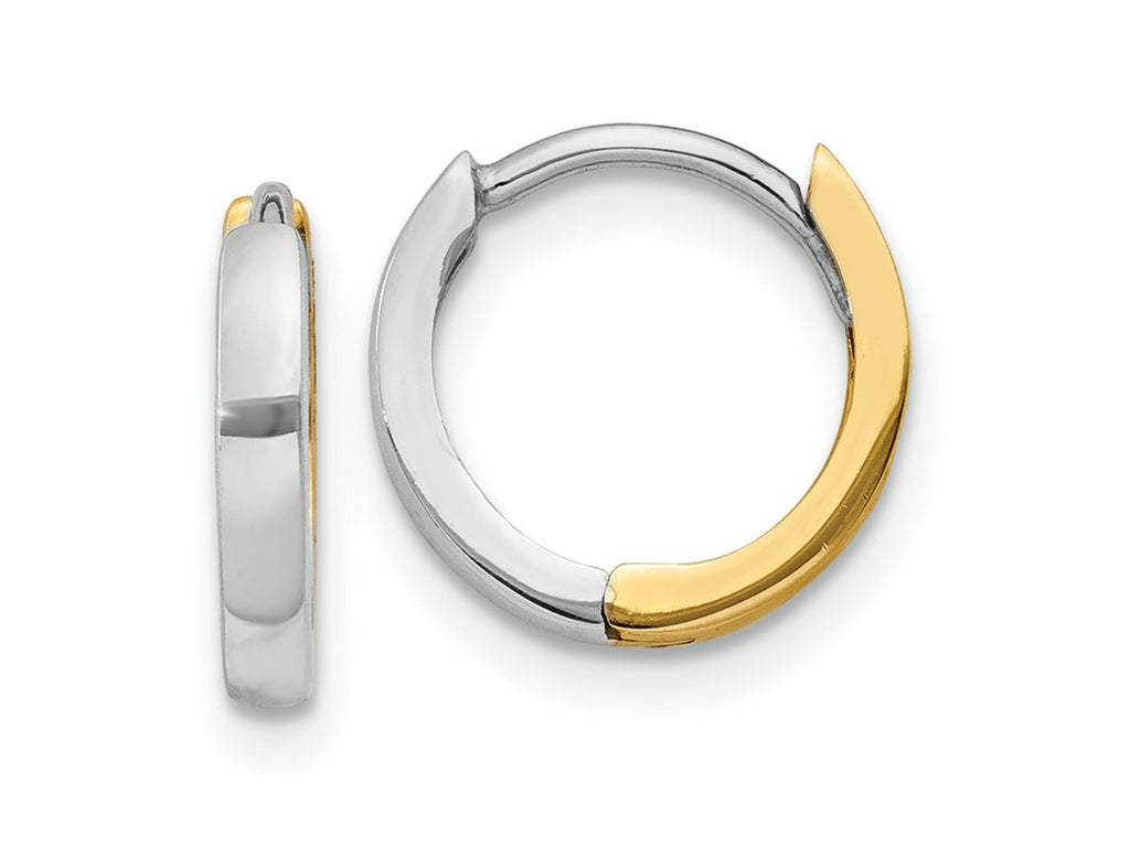 FJC Finejewelers 10 kt Two Tone Gold Two-tone 1.75mm Hinged Hoop Earrings 7 mm x 2 mm