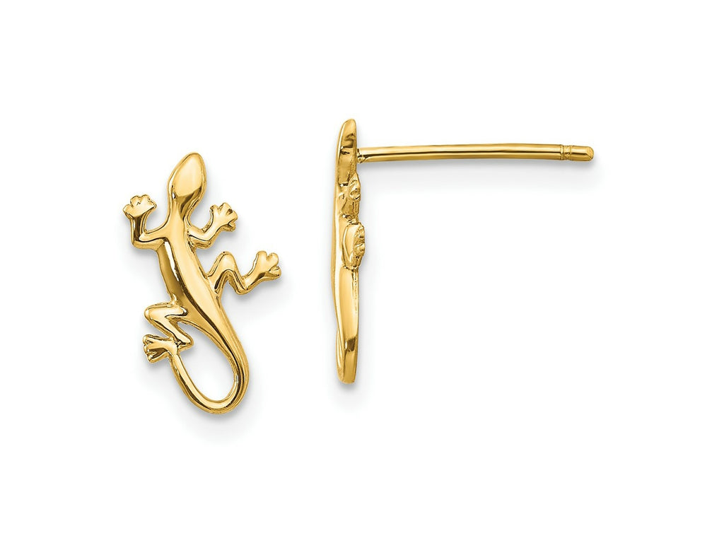 FJC Finejewelers 10 kt Yellow Gold Button Polished Gecko Post Earrings 12 mm x 8 mm