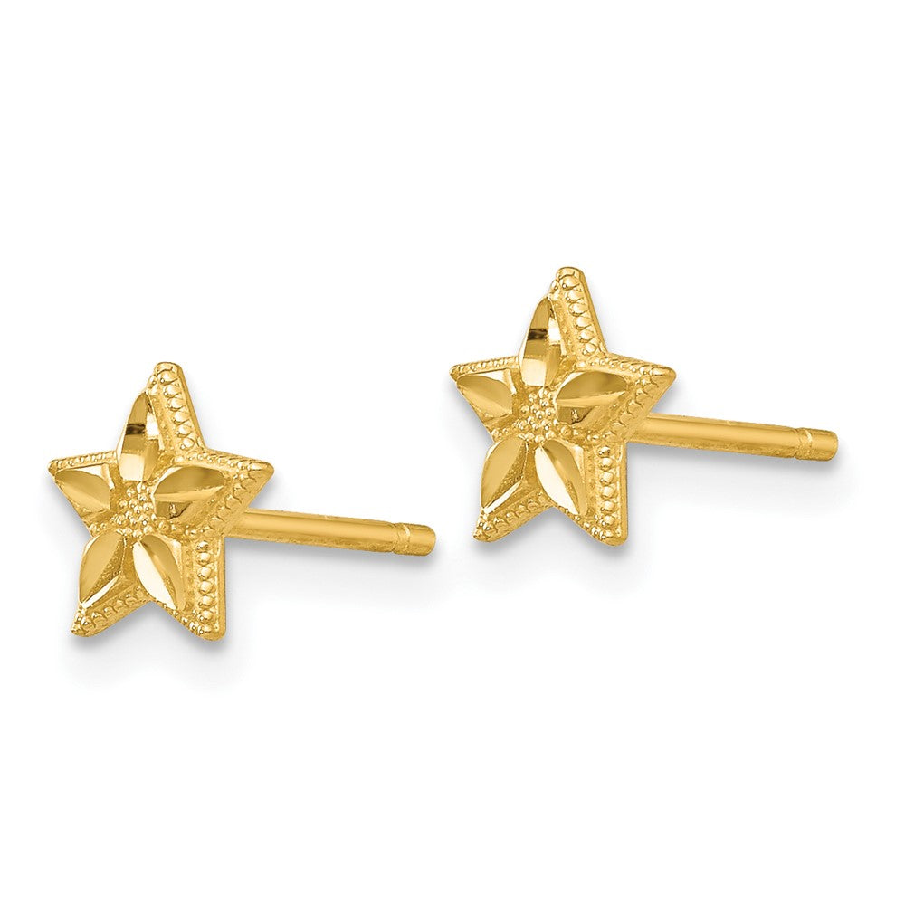 FJC Finejewelers 10 kt Yellow Gold Button Polished and Bright Cut Star Post Earrings 6 mm x 6 mm