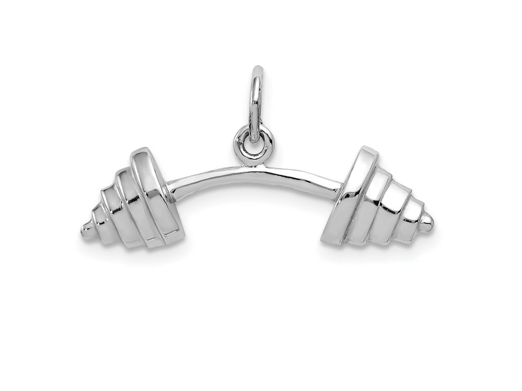 FJC Finejewelers 10 kt White Gold Themed Barbell Charm 14 mm x 27 mm