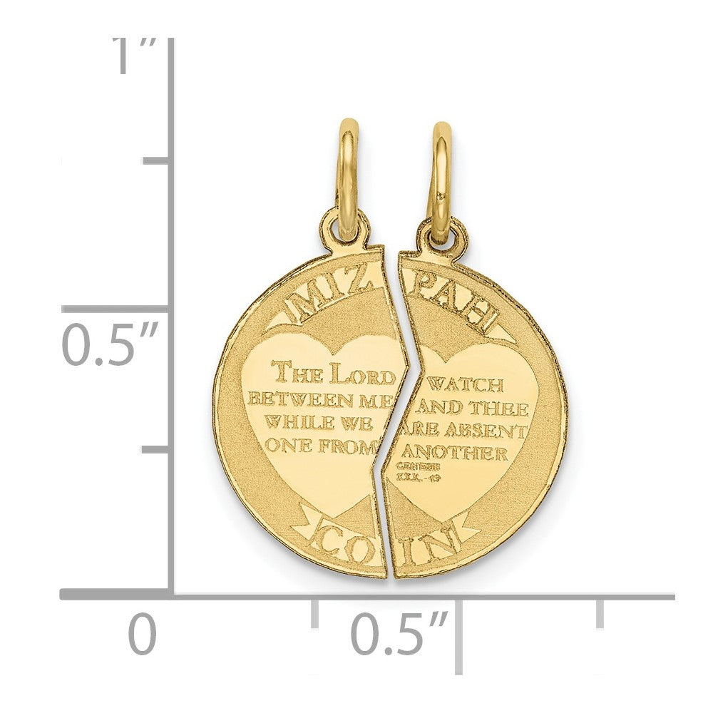 FJC Finejewelers 10 kt Yellow Gold Mizpah Charm 22 x 15 mm
