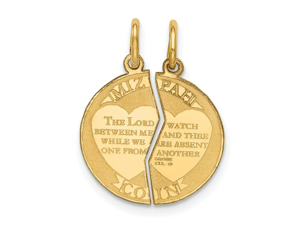 FJC Finejewelers 10 kt Yellow Gold Mizpah Charm 22 x 15 mm