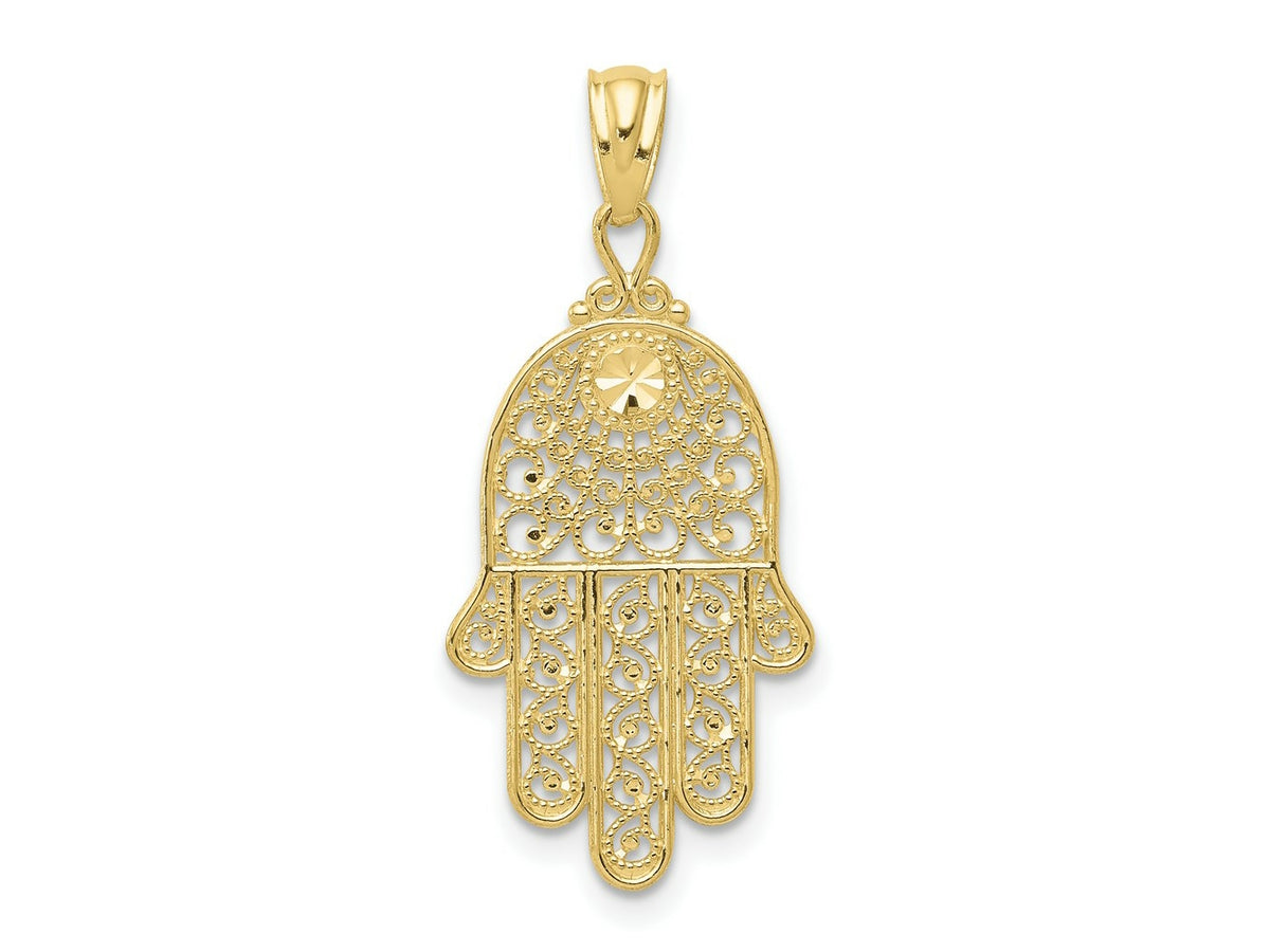 FJC Finejewelers 10 kt Yellow Gold Themed Hand of God Hamsa Charm 25 mm x 14 mm