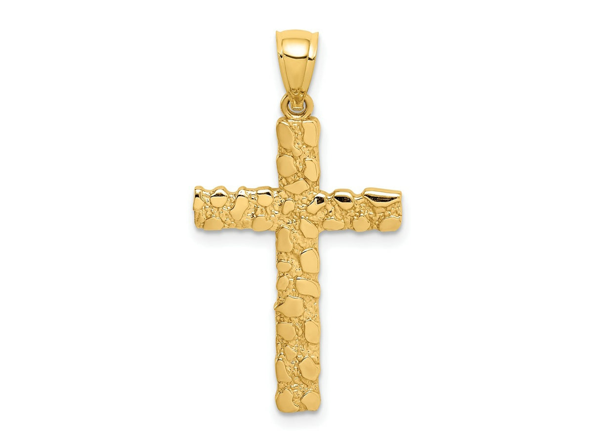 FJC Finejewelers 10 kt Yellow Gold Nugget Cross Charm
