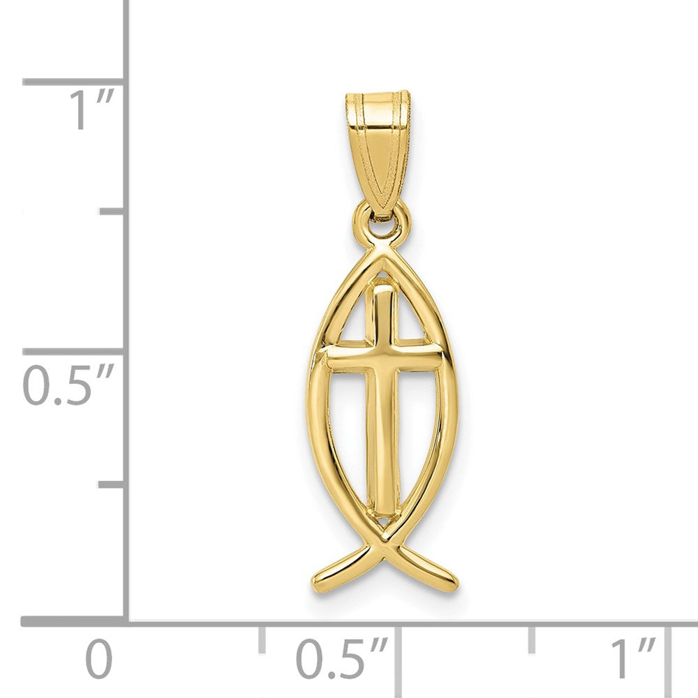 FJC Finejewelers 10 kt Yellow Gold Ichthus Fish Charm 25 x 8 mm