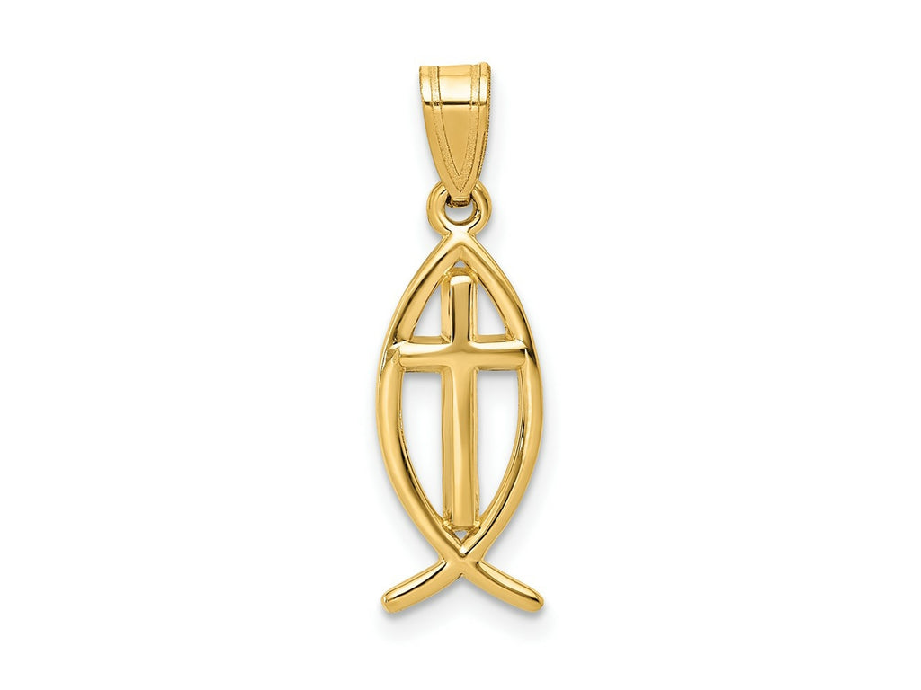 FJC Finejewelers 10 kt Yellow Gold Ichthus Fish Charm 25 x 8 mm