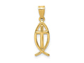 FJC Finejewelers 10 kt Yellow Gold Ichthus Fish Charm 25 x 8 mm