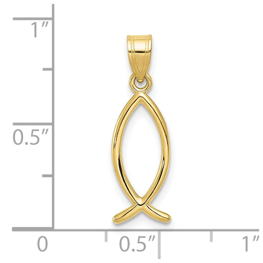 FJC Finejewelers 10 kt Yellow Gold Ichthus Fish Charm 23 x 6 mm