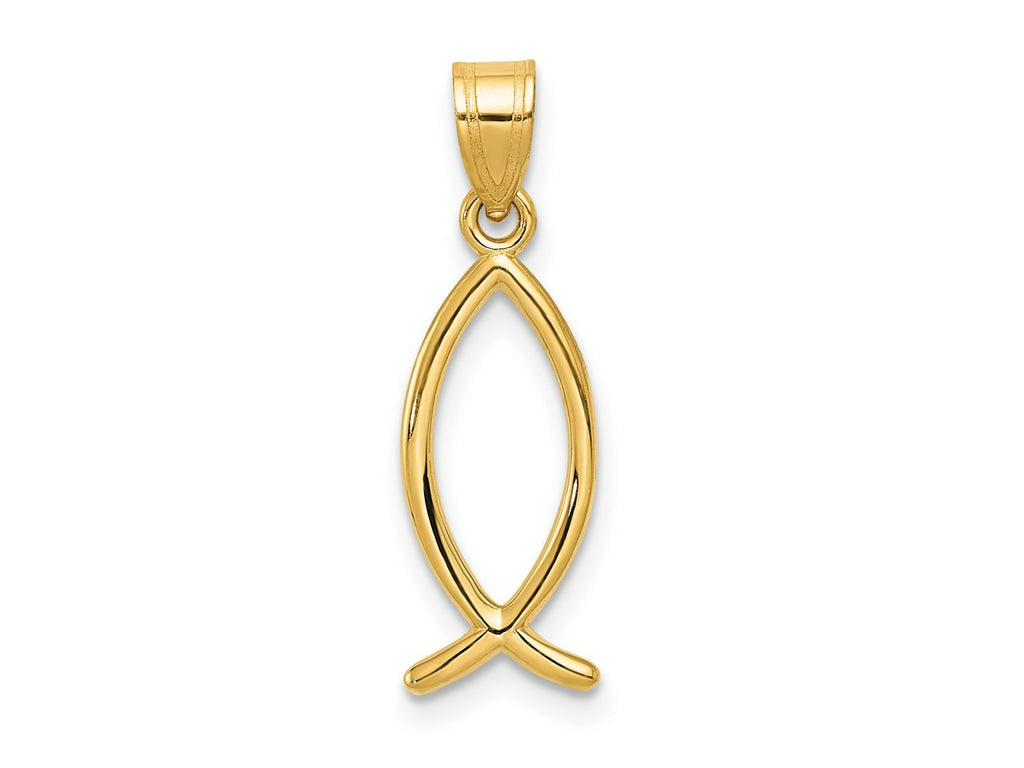 FJC Finejewelers 10 kt Yellow Gold Ichthus Fish Charm 23 x 6 mm