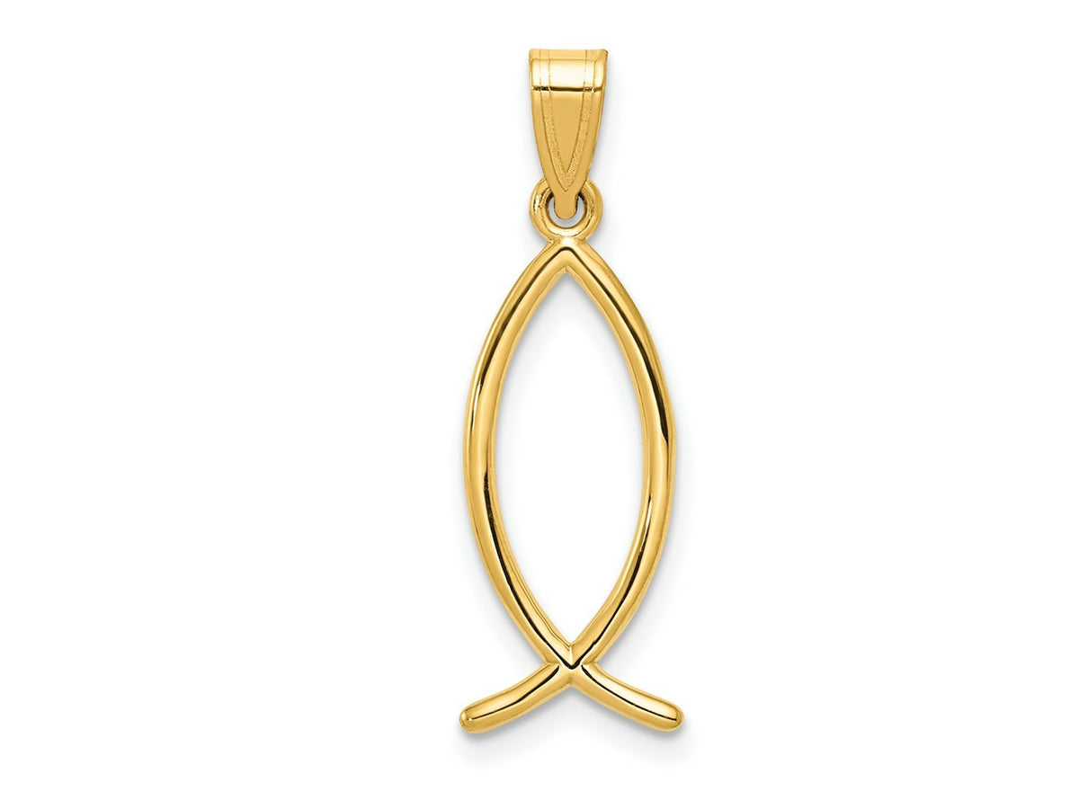 FJC Finejewelers 10 kt Yellow Gold Ichthus Fish Charm 26 x 9 mm