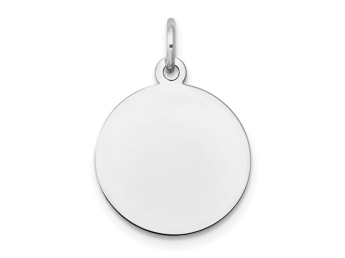 FJC Finejewelers 10 kt White Gold Plain .018 Gauge Circular Engravable Disc Charm 16 mm x 10 mm