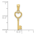 FJC Finejewelers 10 kt Yellow Gold Polished Heart Key Charm 23 x 7 mm