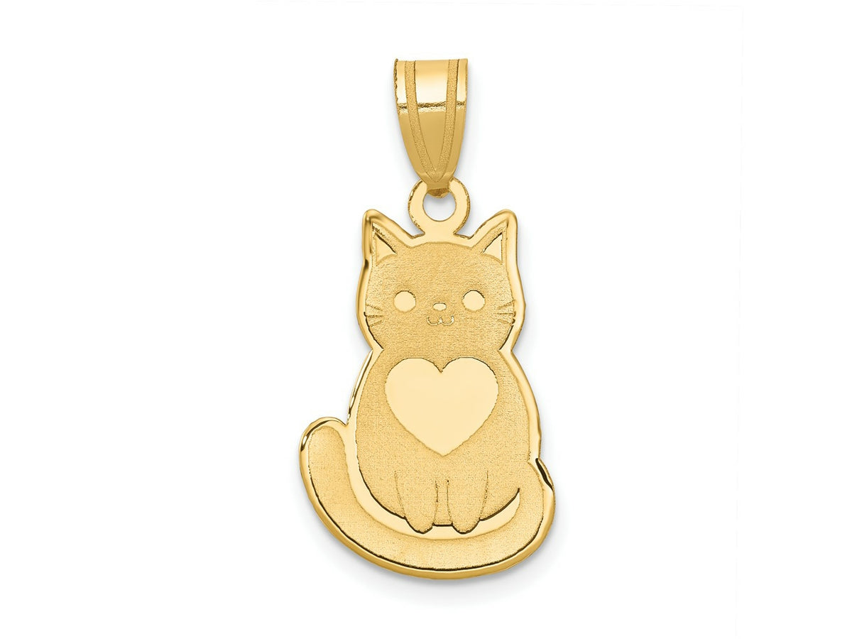 FJC Finejewelers 10 kt Yellow Gold Laser Cut Cat with Heart Charm