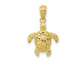 FJC Finejewelers 10 kt Yellow Gold Themed Polished and Textured Small DC Turtle Charm