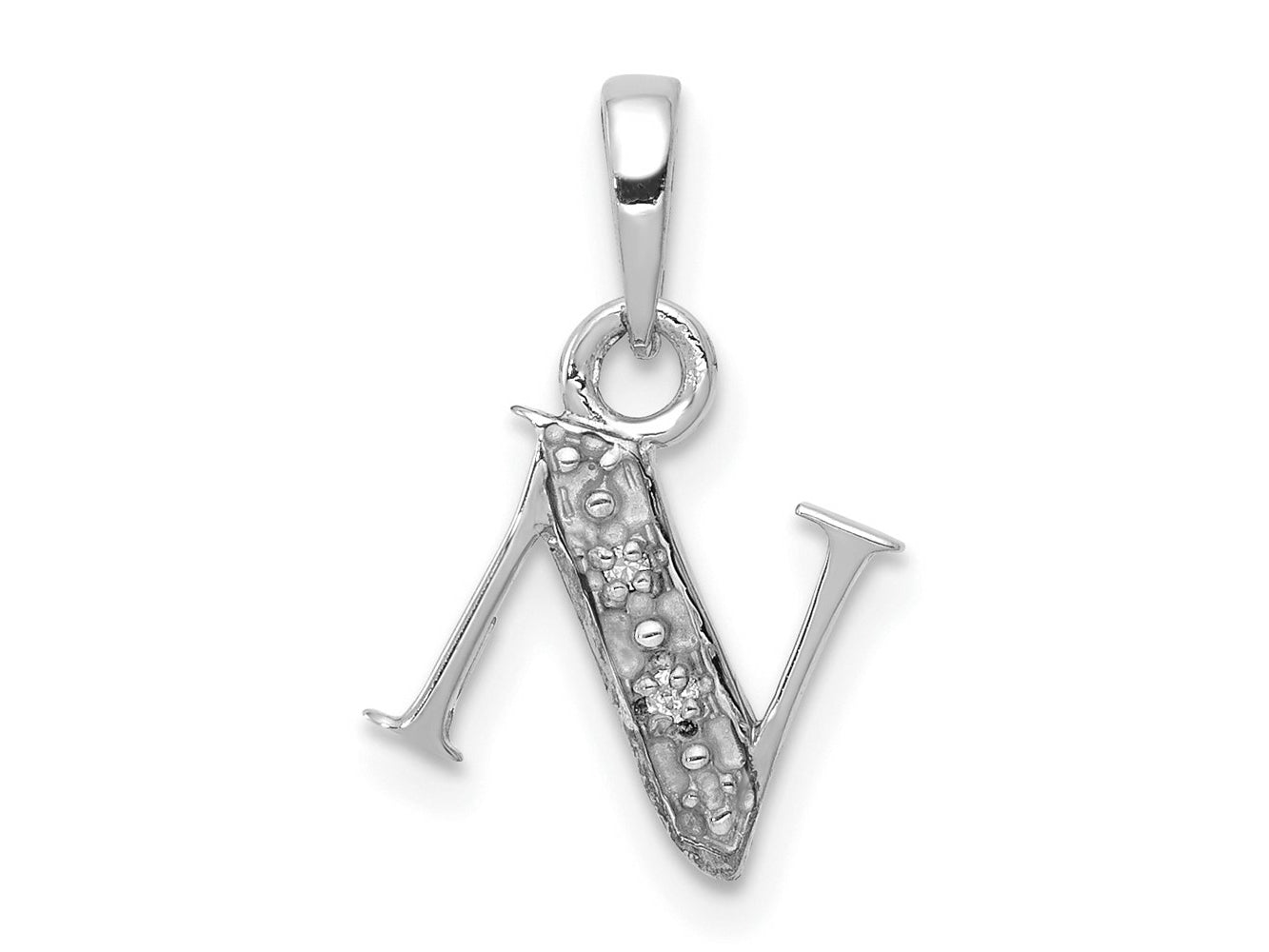 FJC Finejewelers 10 kt White Gold Initial N Charm 15 x 8 mm