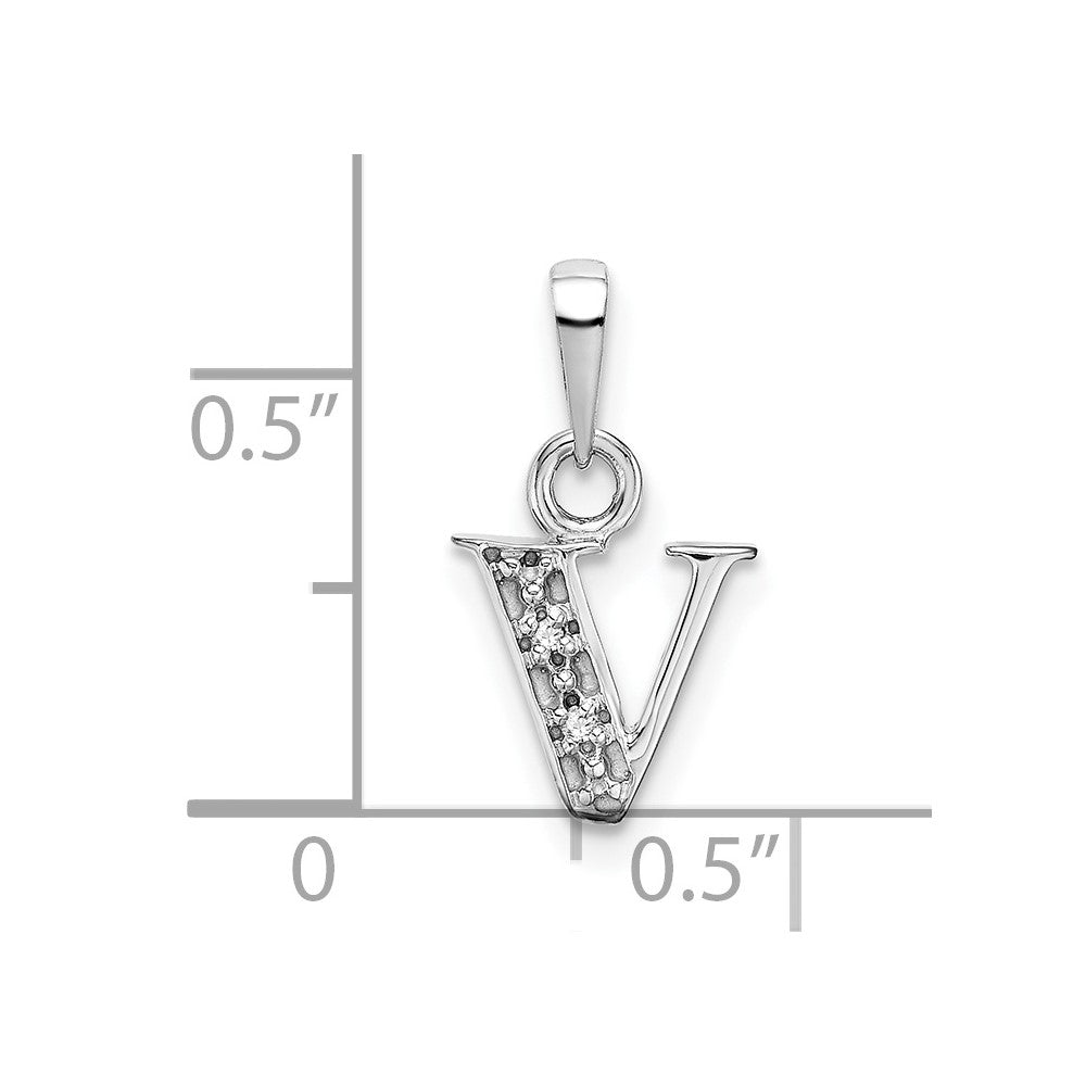 FJC Finejewelers 10 kt White Gold Initial V Charm 15 x 8 mm