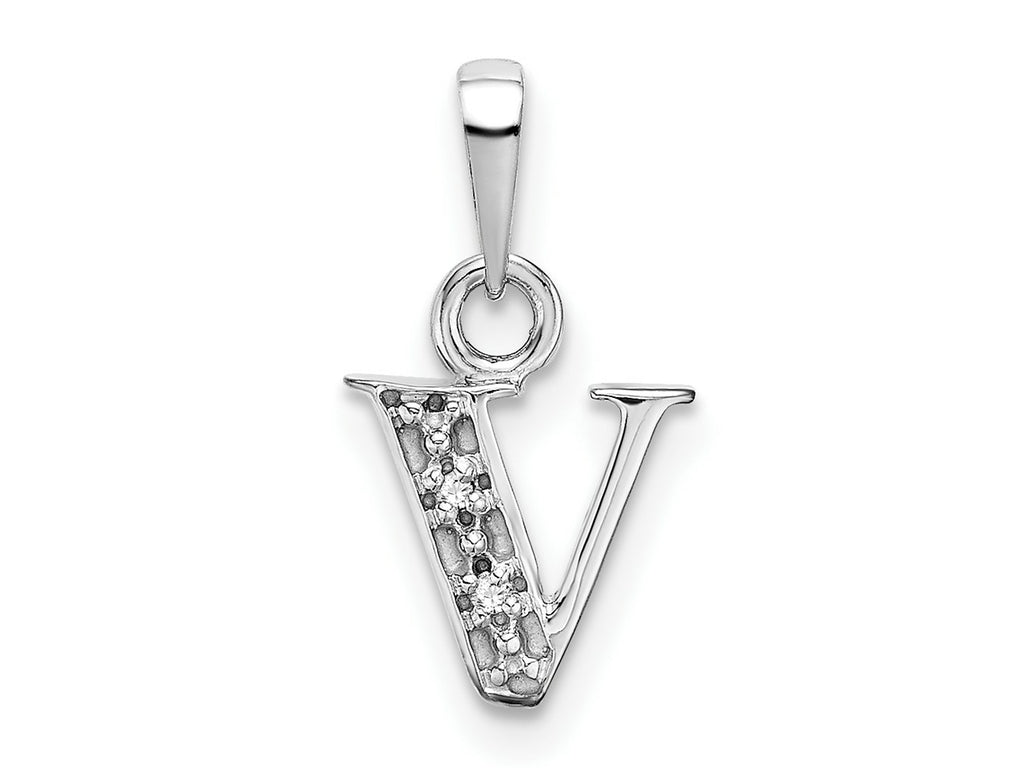FJC Finejewelers 10 kt White Gold Initial V Charm 15 x 8 mm