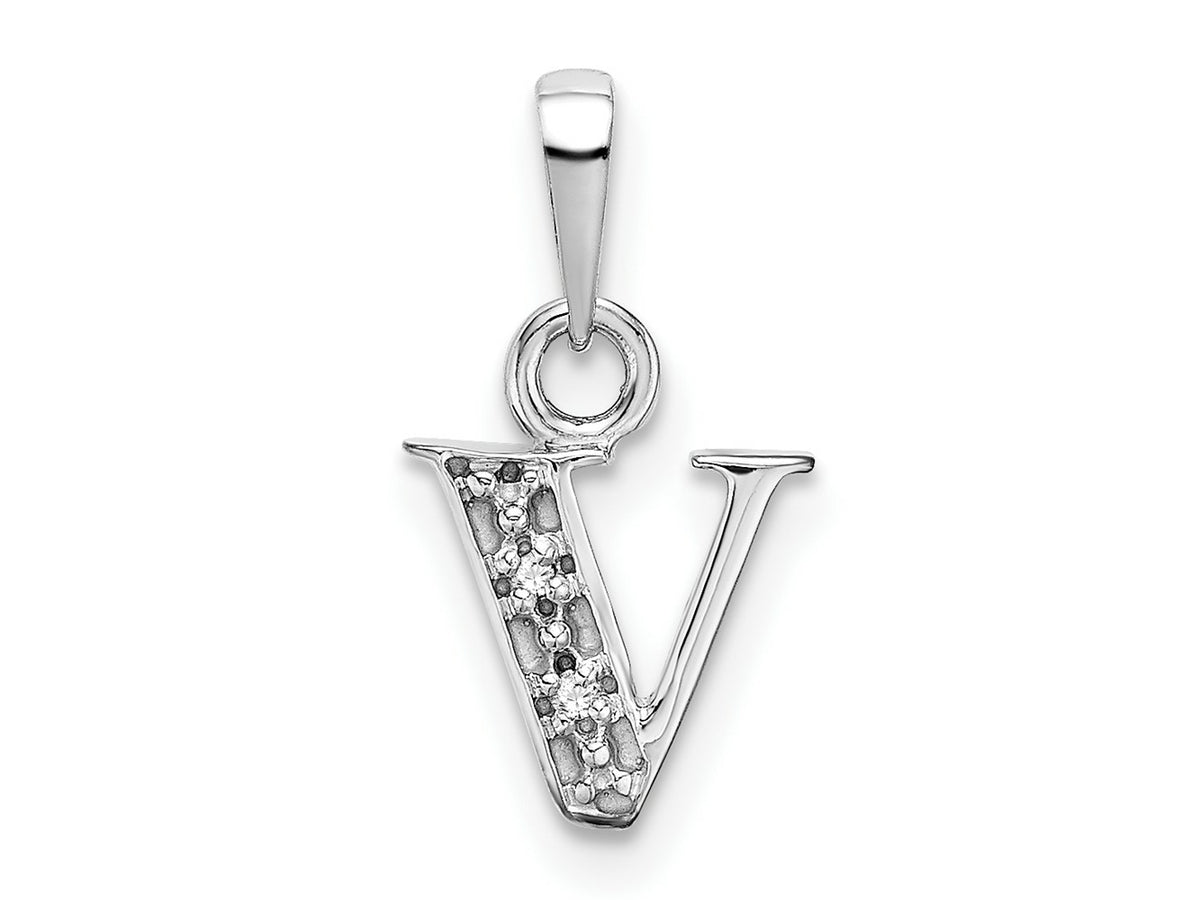 FJC Finejewelers 10 kt White Gold Initial V Charm 15 x 8 mm