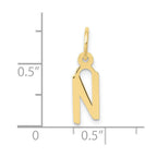FJC Finejewelers 10 kt Yellow Gold Small Slanted Block Initial N Charm 15 x 6 mm