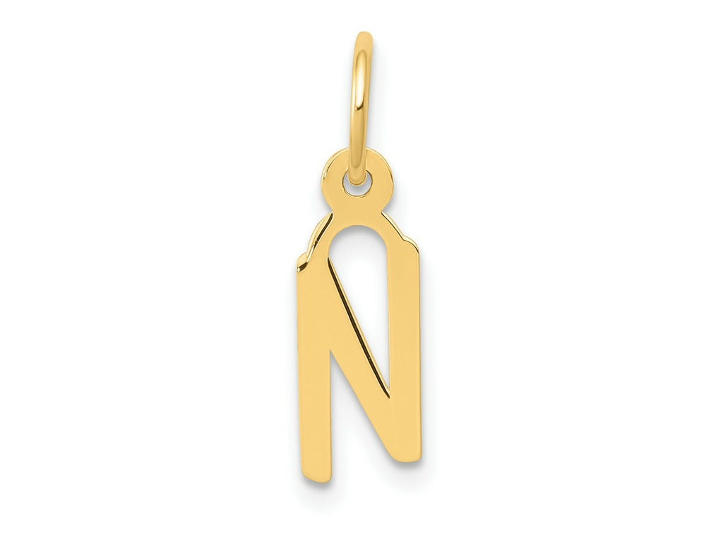 FJC Finejewelers 10 kt Yellow Gold Small Slanted Block Initial N Charm 15 x 6 mm