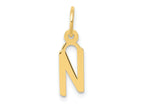FJC Finejewelers 10 kt Yellow Gold Small Slanted Block Initial N Charm 15 x 6 mm