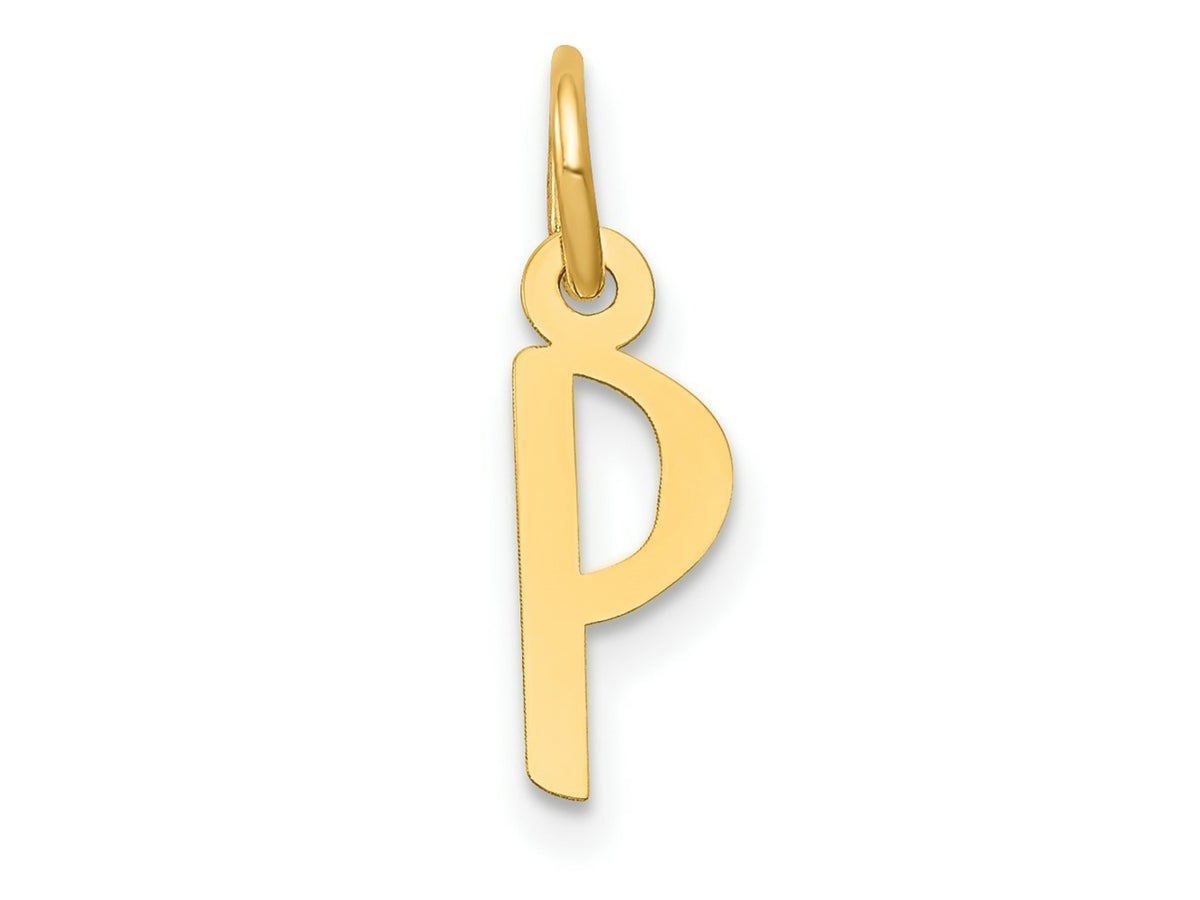 FJC Finejewelers 10 kt Yellow Gold Small Slanted Block Initial P Charm 15 x 6 mm