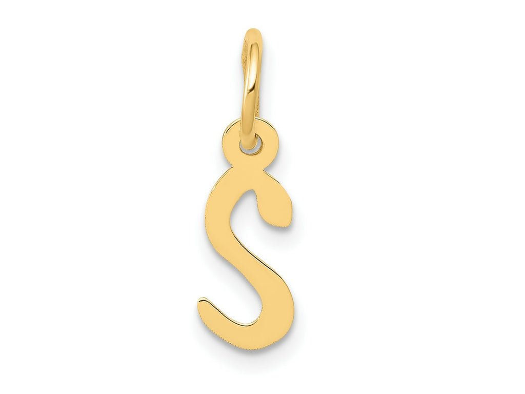 FJC Finejewelers 10 kt Yellow Gold Small Slanted Block Initial S Charm 15 x 6 mm
