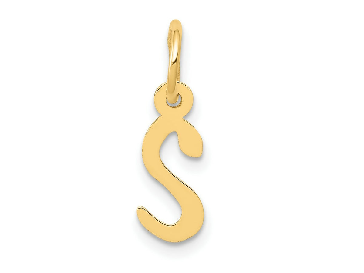 FJC Finejewelers 10 kt Yellow Gold Small Slanted Block Initial S Charm 15 x 6 mm