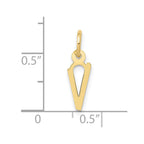 FJC Finejewelers 10 kt Yellow Gold Small Slanted Block Initial V Charm 15 x 6 mm