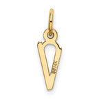 FJC Finejewelers 10 kt Yellow Gold Small Slanted Block Initial V Charm 15 x 6 mm