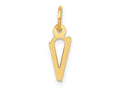 FJC Finejewelers 10 kt Yellow Gold Small Slanted Block Initial V Charm 15 x 6 mm