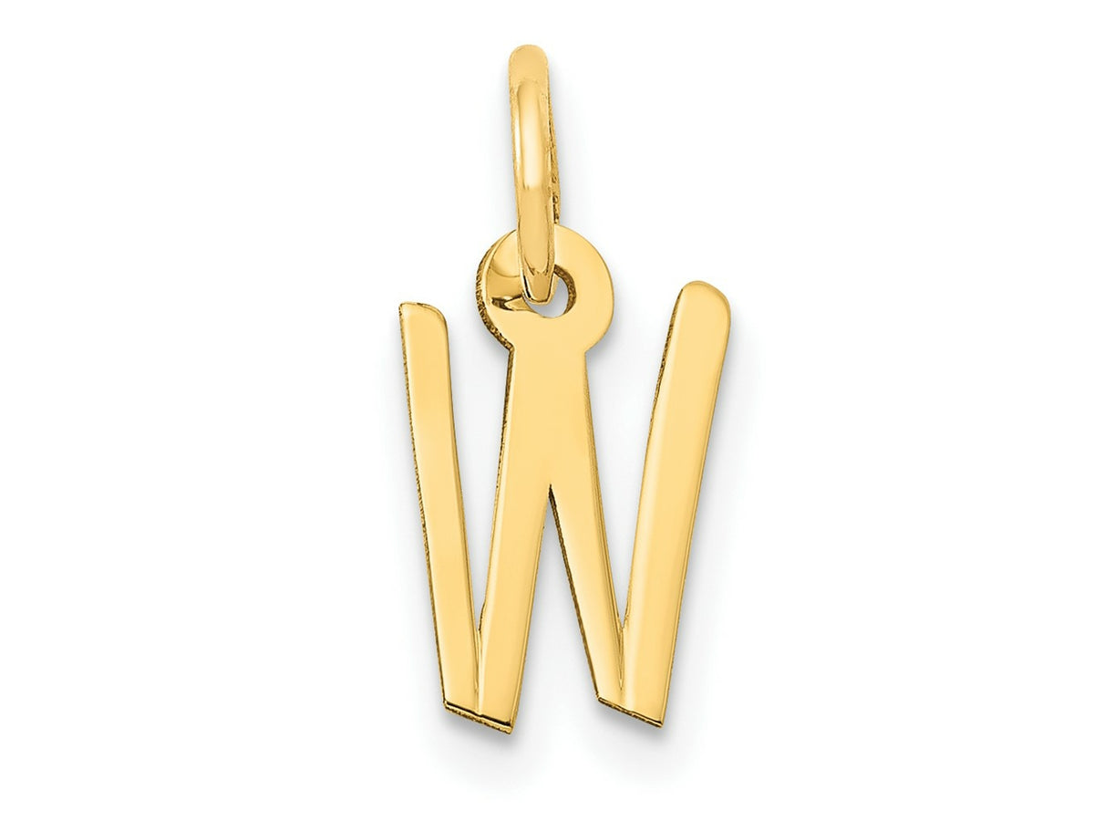 FJC Finejewelers 10 kt Yellow Gold Small Slanted Block Initial W Charm 15 x 6 mm