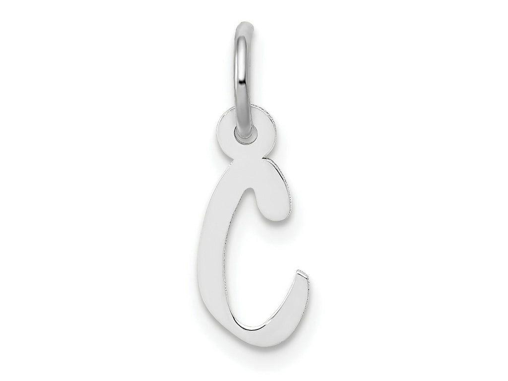 FJC Finejewelers 10 kt White Gold Small Slanted Block Initial C Charm 15 mm x 5 mm
