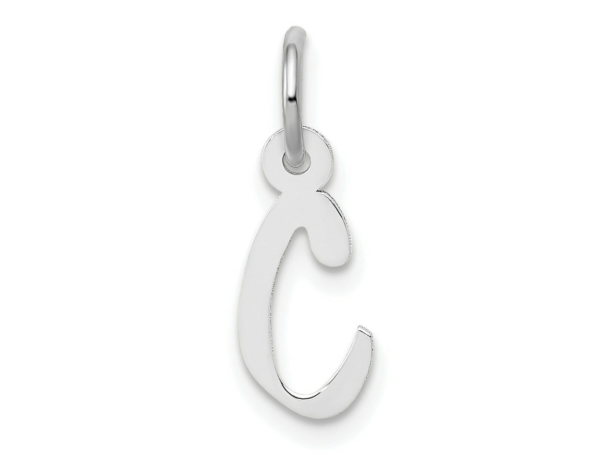 FJC Finejewelers 10 kt White Gold Small Slanted Block Initial C Charm 15 mm x 5 mm