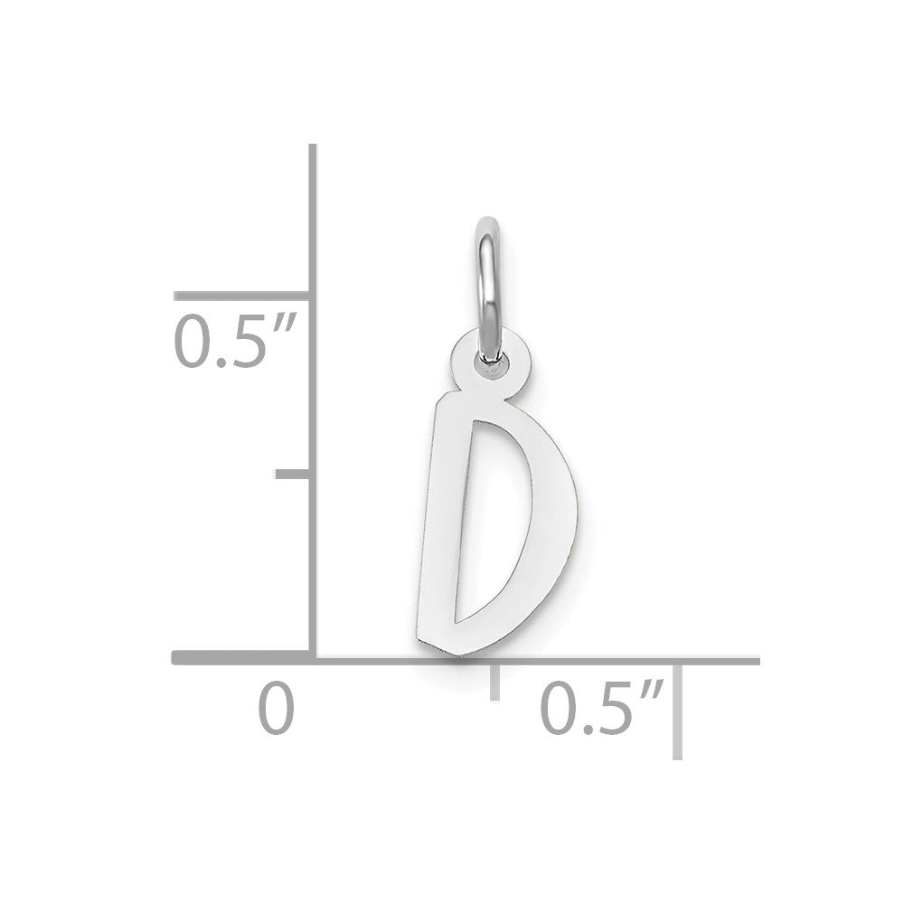 FJC Finejewelers 10 kt White Gold Small Slanted Block Initial D Charm 15 mm x 6 mm