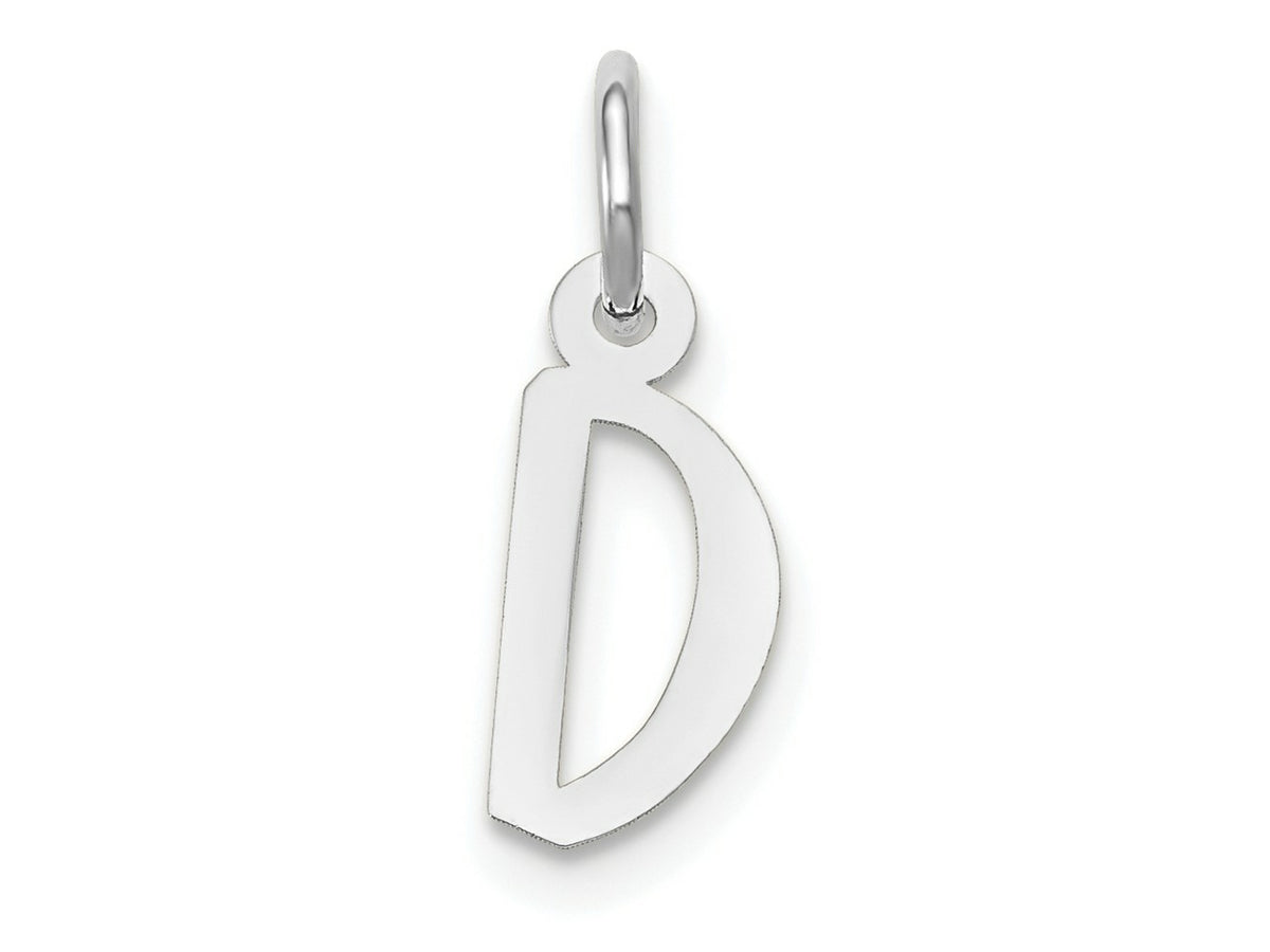 FJC Finejewelers 10 kt White Gold Small Slanted Block Initial D Charm 15 mm x 6 mm