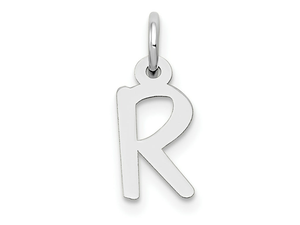 FJC Finejewelers 10 kt White Gold Themed Small Slanted Block Initial R Char 15 mm x 6 mm