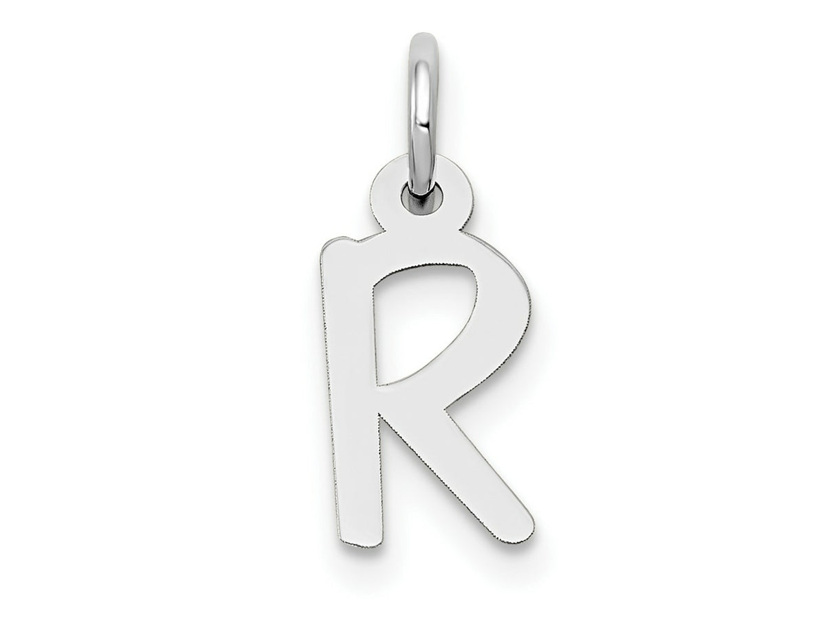 FJC Finejewelers 10 kt White Gold Themed Small Slanted Block Initial R Char 15 mm x 6 mm