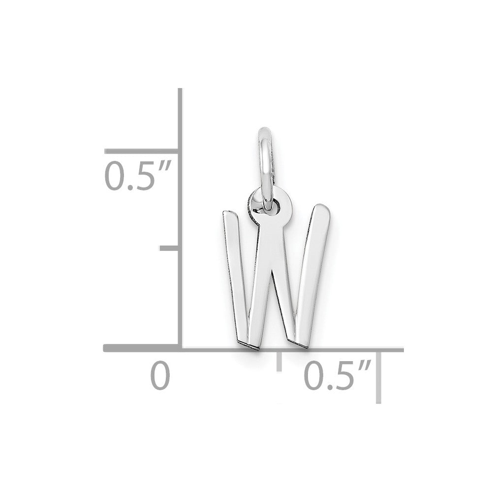 FJC Finejewelers 10 kt White Gold Themed Small Slanted Block Initial W Char 15 mm x 6 mm