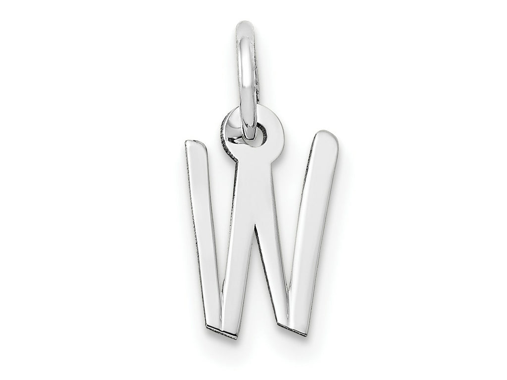 FJC Finejewelers 10 kt White Gold Themed Small Slanted Block Initial W Char 15 mm x 6 mm