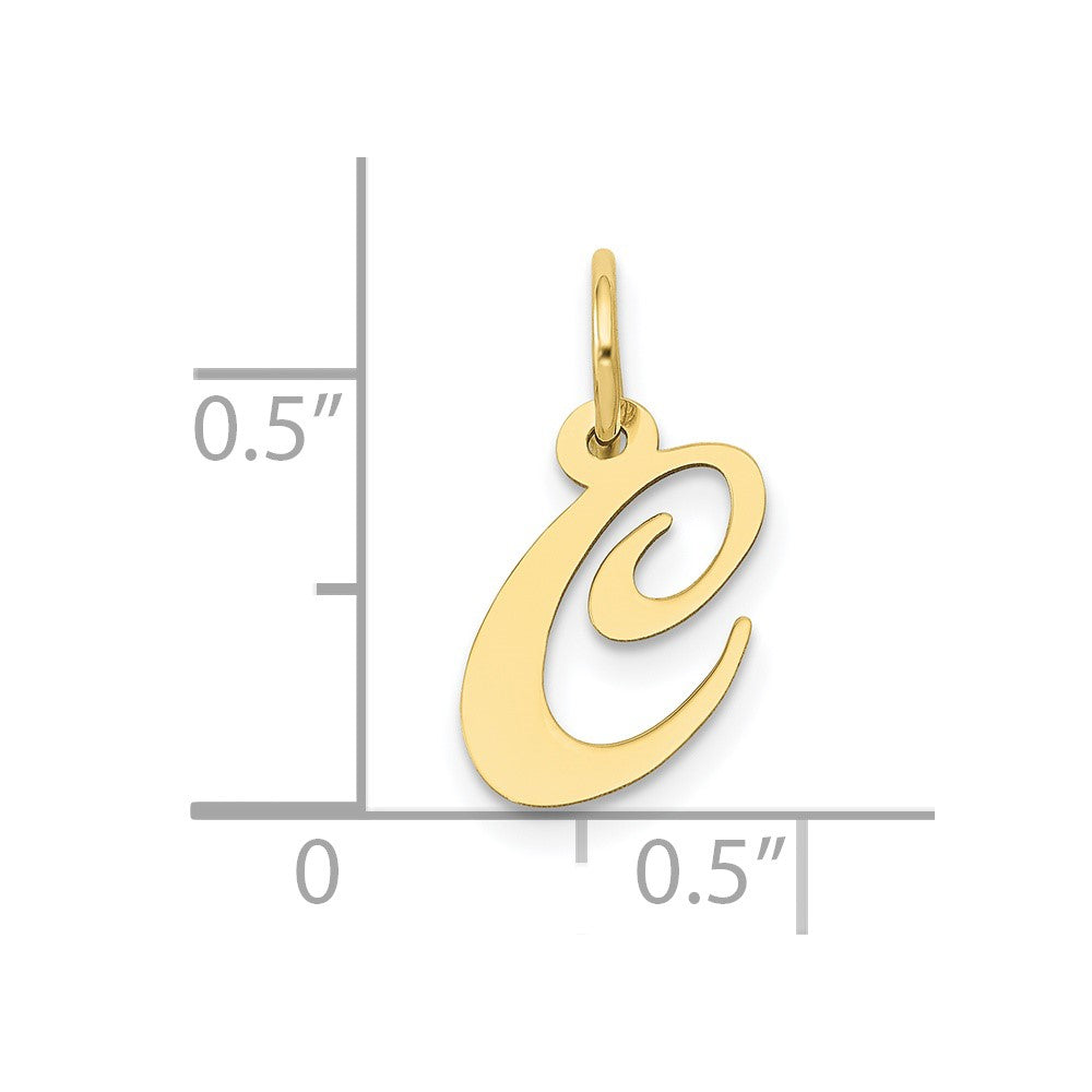 FJC Finejewelers 10 kt Yellow Gold Small Fancy Script Initial C Charm 16 x 13 mm