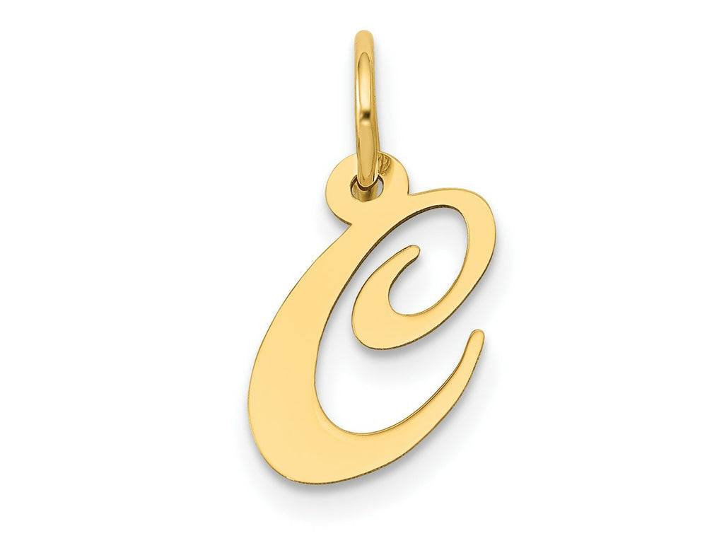 FJC Finejewelers 10 kt Yellow Gold Small Fancy Script Initial C Charm 16 x 13 mm