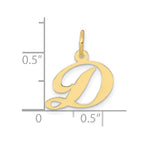 FJC Finejewelers 10 kt Yellow Gold Small Fancy Script Initial D Charm 16 x 15 mm