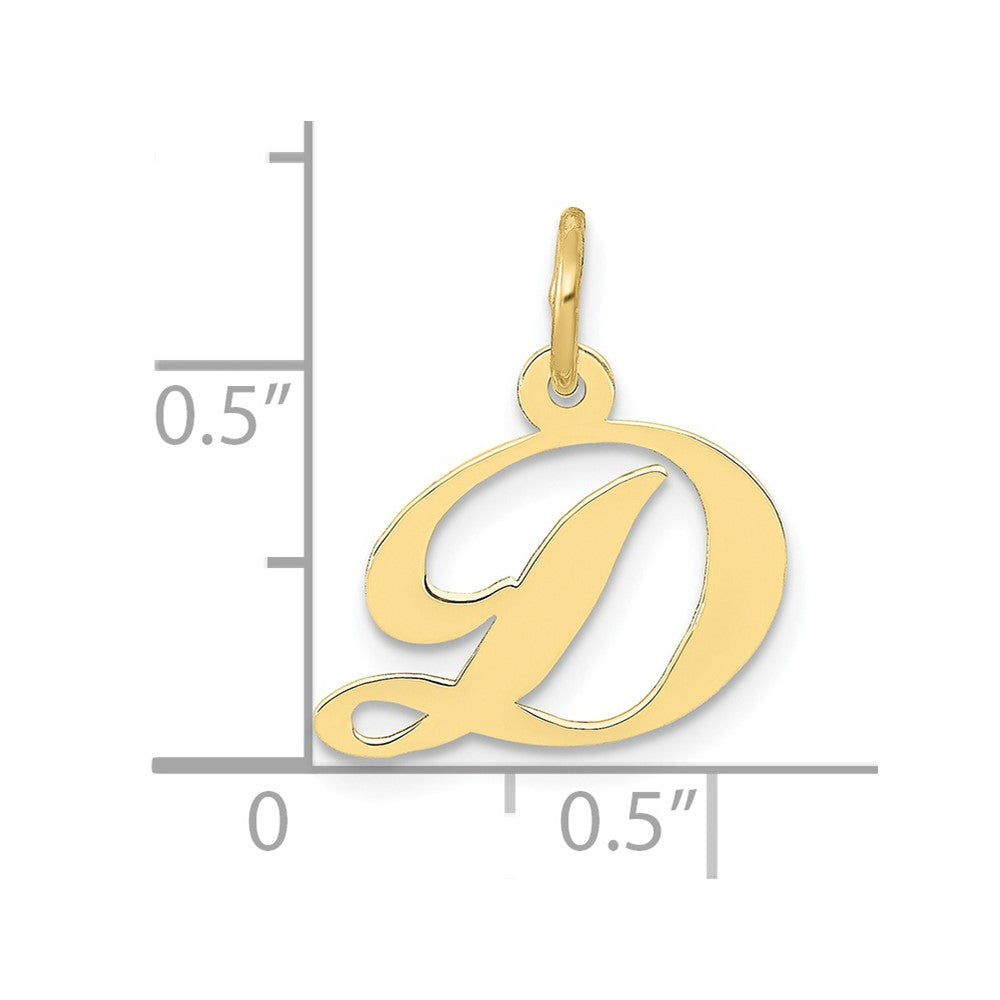 FJC Finejewelers 10 kt Yellow Gold Small Fancy Script Initial D Charm 16 x 15 mm