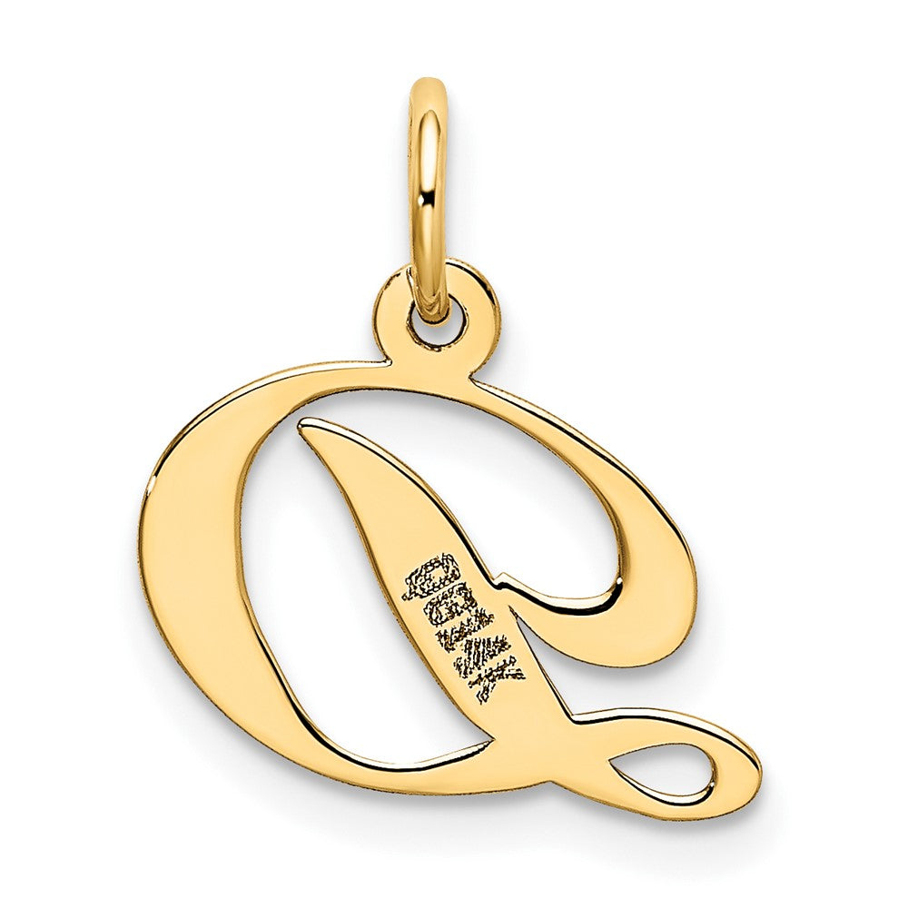 FJC Finejewelers 10 kt Yellow Gold Small Fancy Script Initial D Charm 16 x 15 mm