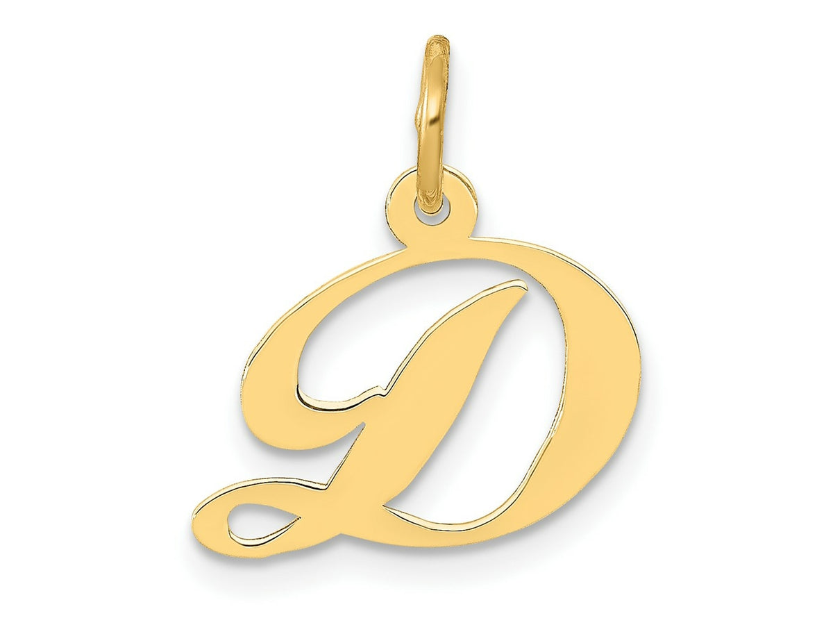 FJC Finejewelers 10 kt Yellow Gold Small Fancy Script Initial D Charm 16 x 15 mm