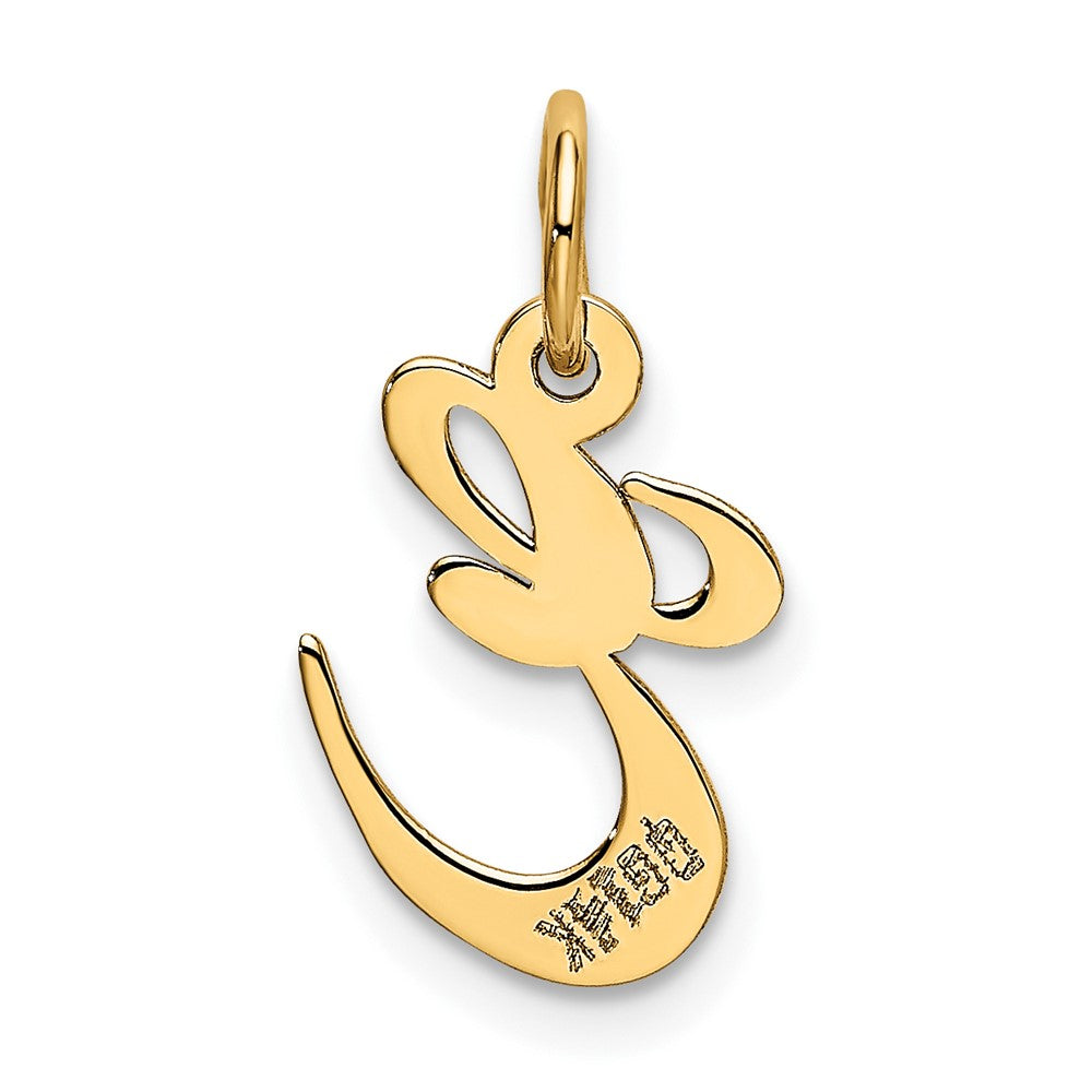FJC Finejewelers 10 kt Yellow Gold Small Fancy Script Initial E Charm 16 x 17 mm